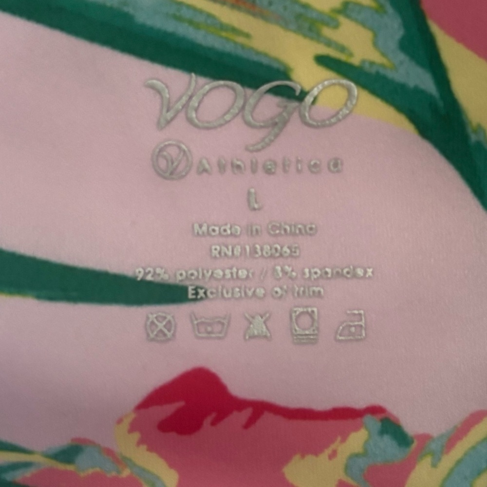 VOGO Athletica Tropical Floral Skort Pink Active Skirt w/ Built-In Shorts Size L - Picture 2 of 9